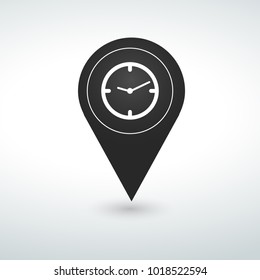clock pin. Map pin icon.