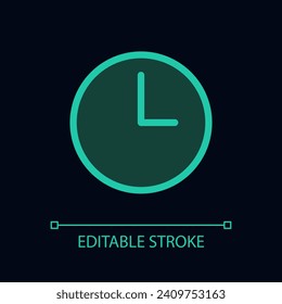 Clock pixel perfect glassmorphism ui icon for dark theme. Set alarm. Color filled line element with transparency. Isolated vector pictogram for night mode. Editable stroke
