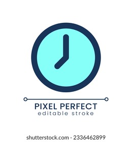 Icono RGB de color perfecto para píxel de reloj. Aplicación de medida de tiempo. Configuración digital. Elemento de línea simple rellenado. GUI, diseño UX para aplicación móvil. Pictograma aislado del vector. Trazo editable. Fuente de Poppins utilizada