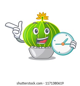 With clock plant notocactus magnifica on character pot
