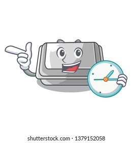With clock plastic box in the mascot shape