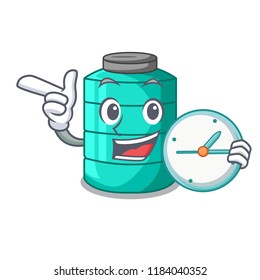 With clock plastic cartoon water tank in the outdoor