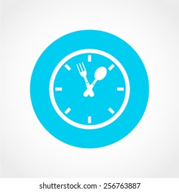 Clock of the plates and forks, spoons Icon Isolated on White Background