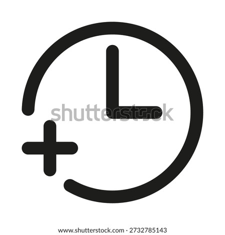 Clock Plus Professional Modern Line Icon. Minimal and unique time management symbol representing schedule alarm reminder appointment and planning concept
