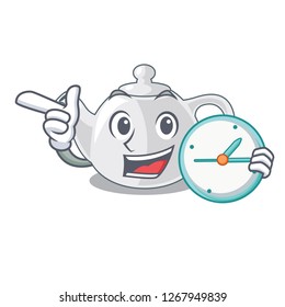 With clock porcelain teapot ceramic isolate on mascot