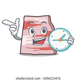 With clock pork lard character cartoon