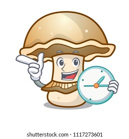 With clock portobello mushroom character cartoon