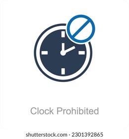 Clock Prohibited and forbidden icon concept