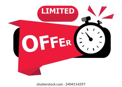 Clock for promotion, banner, price. Label countdown of time for Limited offer sale or exclusive deal