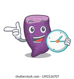 With clock purple sweet purple in cartoon shape