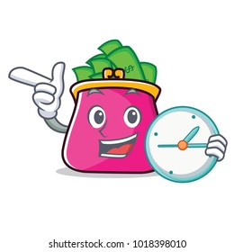 With clock purse character cartoon style