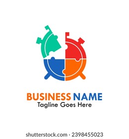Clock puzzle design template illustration