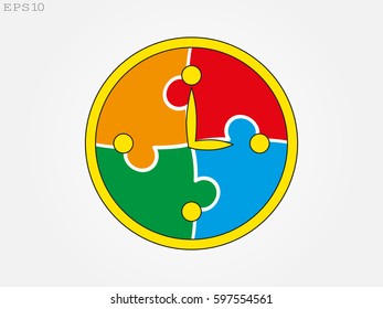 Clock puzzle icon, vector illustration eps10