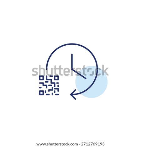 Clock and qr-code. Expiring access, timed scan. Pixel perfect, editable stroke vector icon