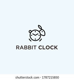clock rabbit Logo vector silhouette icon