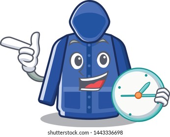 With clock raincoat isolated with in the mascot