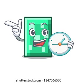 With clock rectangle character cartoon style