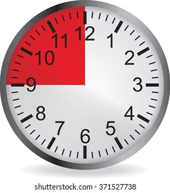 Clock with red 15 minute deadline