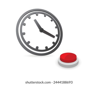 Clock with red button 3d icon