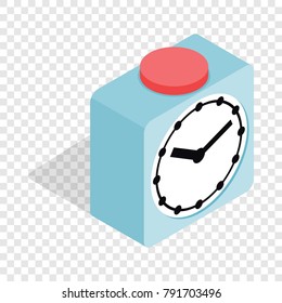 Clock with red button isometric icon 3d on a transparent background vector illustration