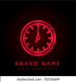Clock red chromium metallic logo