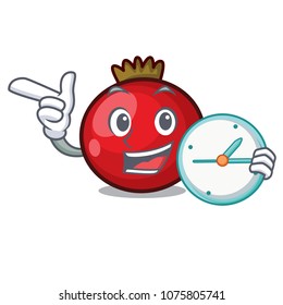 With clock red currant character cartoon