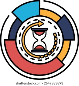 A clock with a red face and a blue background. The clock is set to the number 3