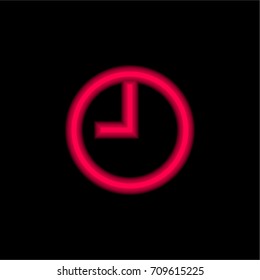 Clock red glowing neon ui ux icon. Glowing sign logo vector