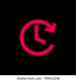Clock red glowing neon ui ux icon. Glowing sign logo vector