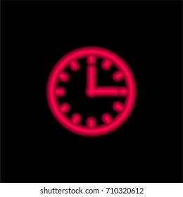 Clock red glowing neon ui ux icon. Glowing sign logo vector