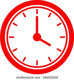 Clock red icon, vector, symbol