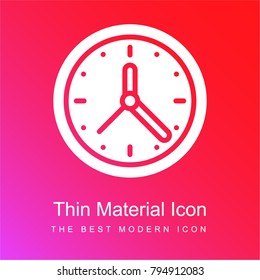 Clock red and pink gradient material white icon minimal design