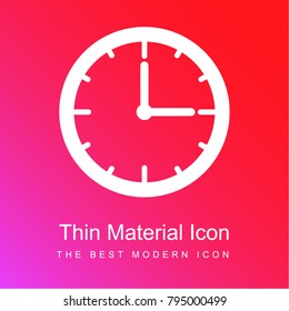 Clock red and pink gradient material white icon minimal design
