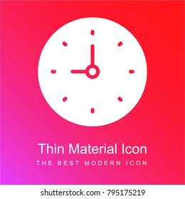 Clock red and pink gradient material white icon minimal design