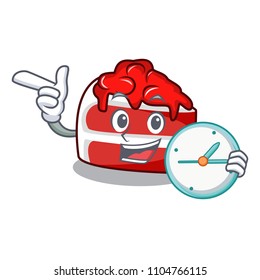 With clock red velvet character cartoon