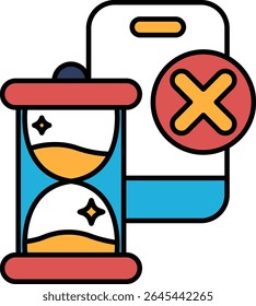 Um relógio com um rosto vermelho e amarelo e um fundo azul. O relógio está definido para a hora das 11:00