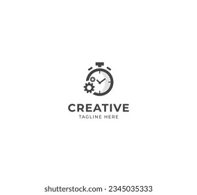  Clock Repair logo. Stopwatch Repair  time logo illustration.