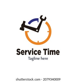 clock repair logo with tool symbol. wristwatch logo, vector eps 10.