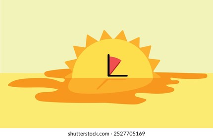 Eine Uhr, die dem Schmelzen der Sonnenform ähnelt, Illustration zum Speichern von Tageslicht