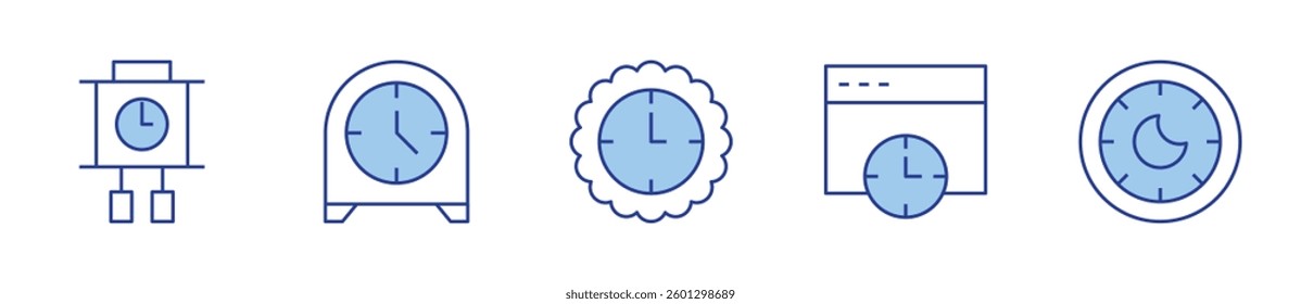 clock, rest, table clock. Clock Icon vector illustration. Line Duotone style. Editable stroke.