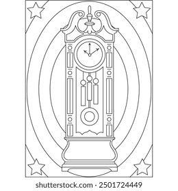 clock retro technology coloring book page for kids and adults creative coloring mindful relaxation activity