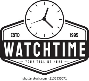 Clock retro vintage logo design. Time logo