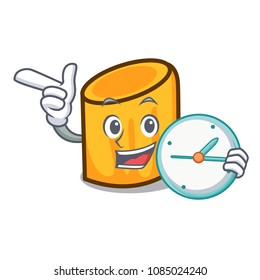 With clock rigatoni character cartoon style
