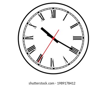 a clock with Roman numerals isolated on a white background