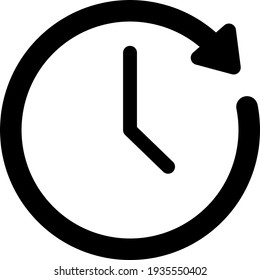 Clock rotation arrow isolated vector icon.