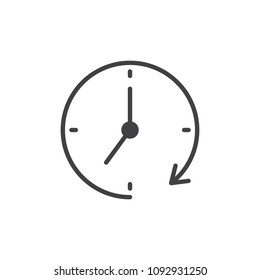 Clock and rotation arrow vector icon. filled flat sign for mobile concept and web design. Watch time simple solid icon. Symbol, logo illustration. Pixel perfect vector graphics