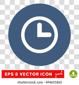 Clock round icon. Vector EPS illustration style is flat iconic bicolor symbol, white and cobalt colors, transparent background.