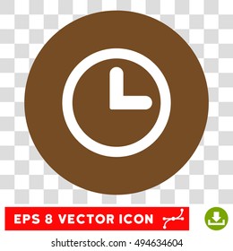 Clock round icon. Vector EPS illustration style is flat iconic bicolor symbol, white and brown colors, transparent background.