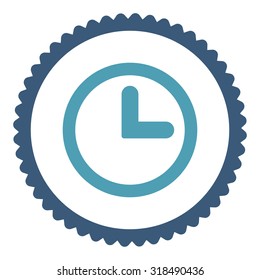 Clock round stamp icon. This flat vector symbol is drawn with cyan and blue colors on a white background.