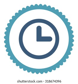 Clock round stamp icon. This flat vector symbol is drawn with cyan and blue colors on a white background.